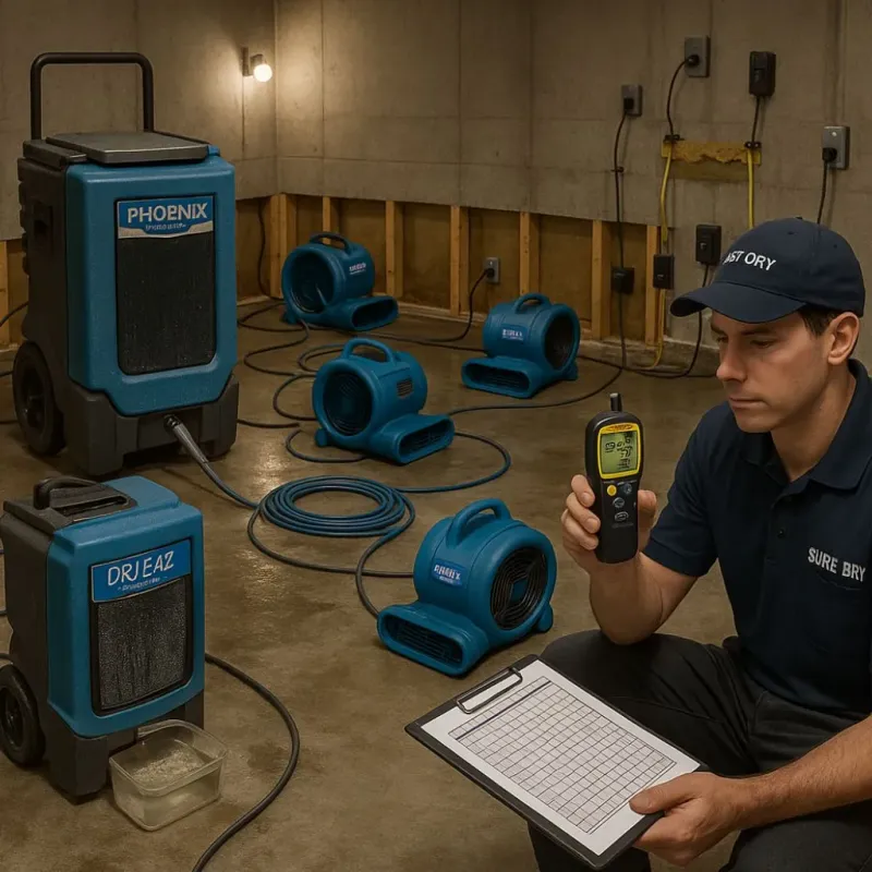 Structural Drying and Dehumidification process in West and East Lealman, FL